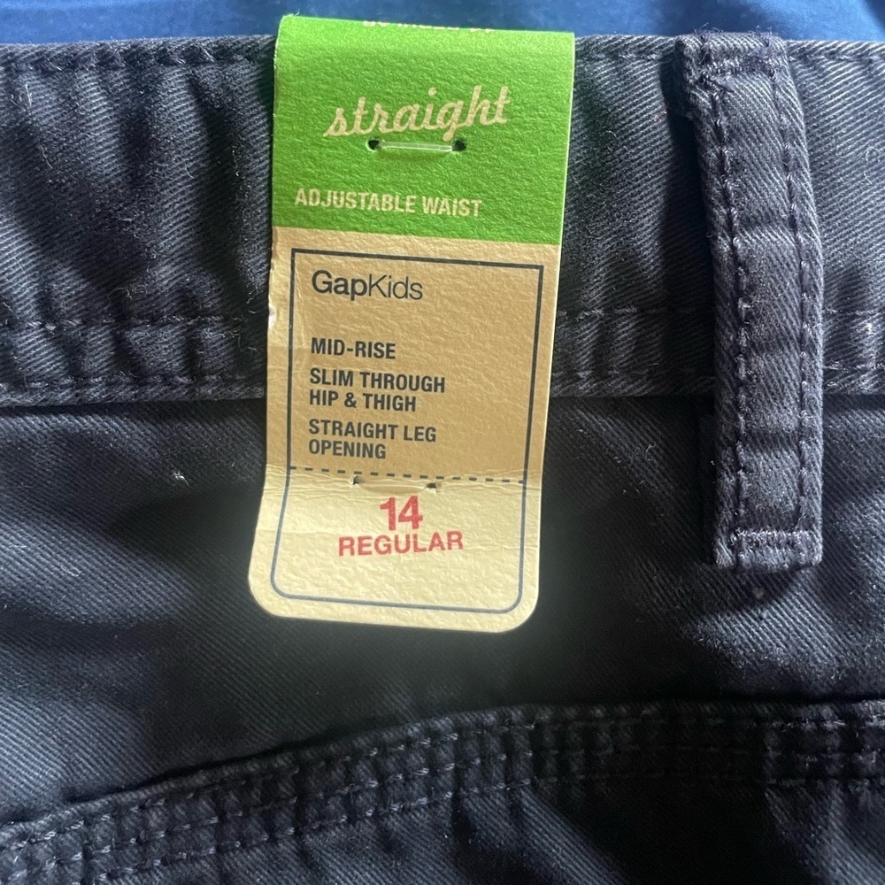 NWT Gap Kids Uniform Straight-fit Chino Trousers Dressy/ Casual Size 14 Black - Picture 4 of 8